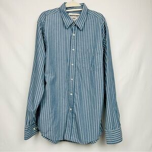 Aeropostale Shirt Men's Long Sleeve Button Up Vertical Stripe Blue & White Med
